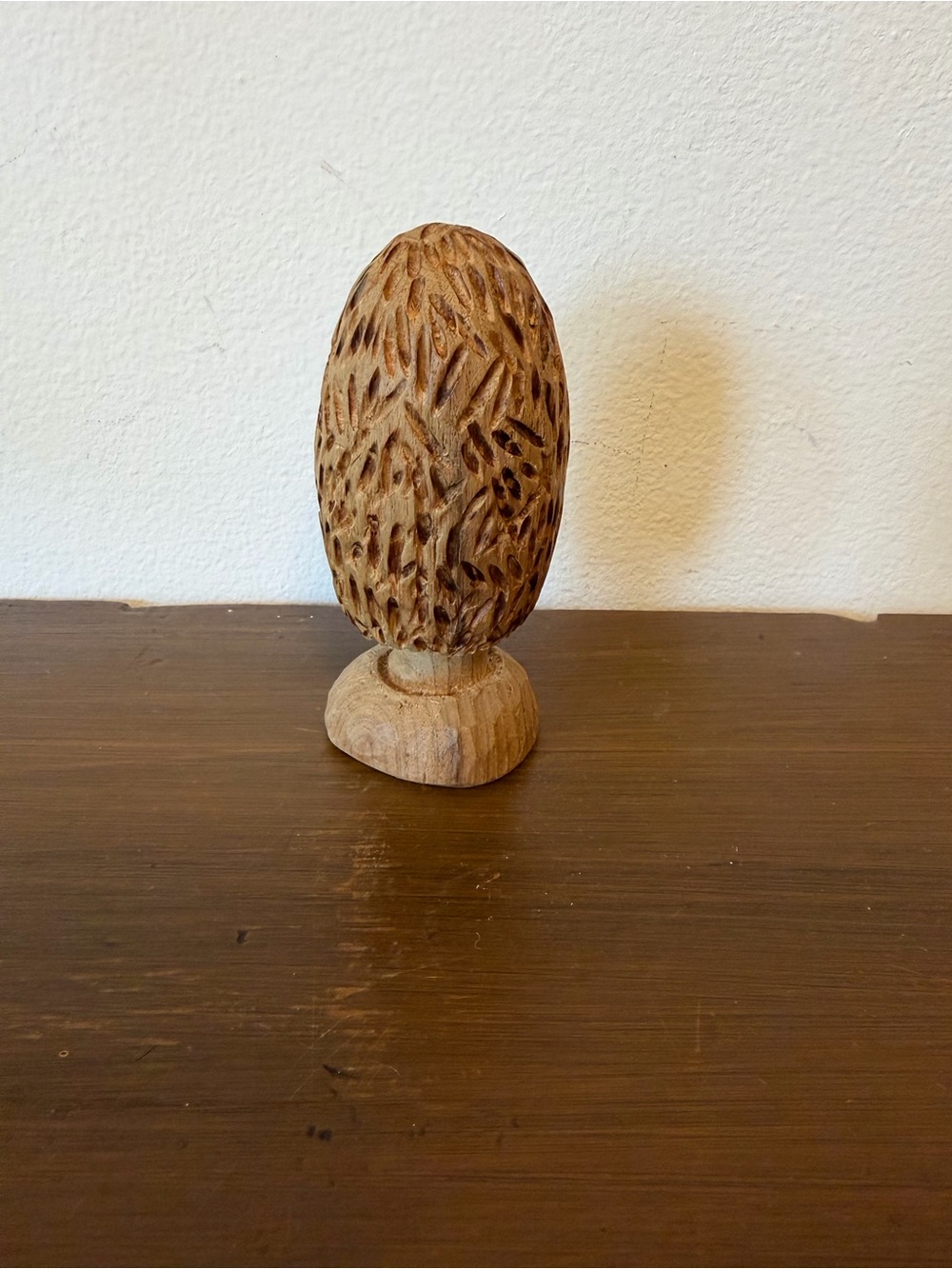 Hand-Carved Wooden Decorative Mushroom - Natural Brown